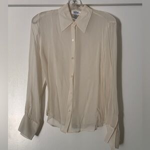 Bob Mackie Studio Ivory 100% Silk Sheer Blouse / Shell Set Size 6